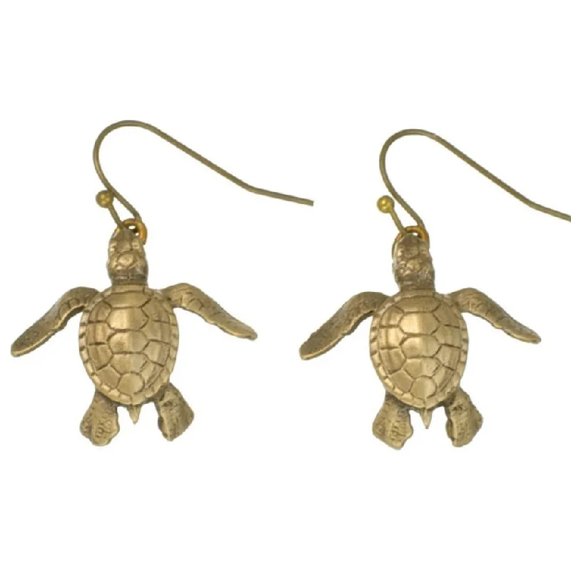 Beaded Drop Earrings for Party -Bronze Baby Sea Turtle Drop Earrings Hatchling Dangle Drop Earrings- Turtle Jewelry, Gifts for Turtle Lovers, Boho Jewelry