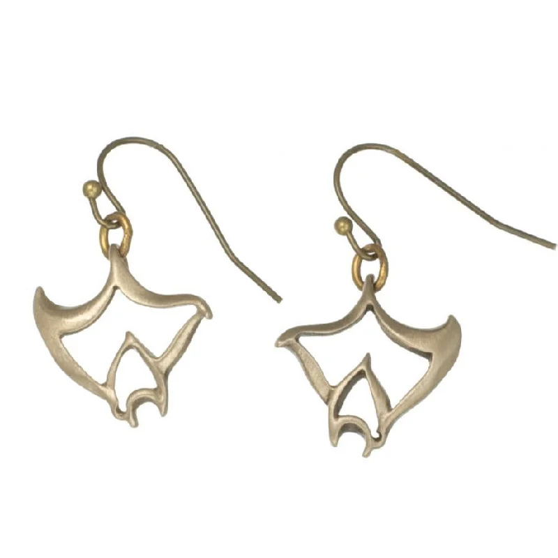 Drop Earrings with Hammered Finish -Bronze Manta ray Dangle Drop Earrings- Manta Ray Jewelry, Gifts for Stingray Lovers, Boho Jewelry, Sea Life Jewelry, Gifts For Scuba Divers