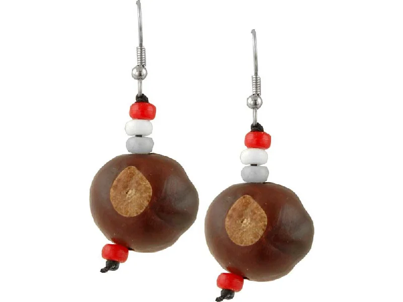 Drop Earrings with Debossed Designs -Buckeye Earrings