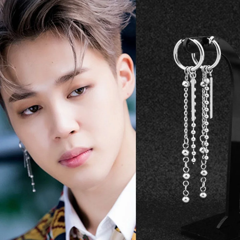 Drop Earrings with Floral Motifs -BTS JIMIN EARRINGS 3