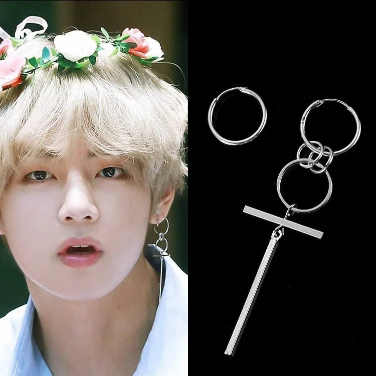 Drop Earrings with Wave Designs -BTS V EARRINGS 3