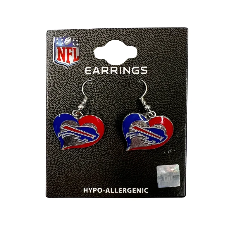 Diamond Drop Earrings for Luxury -Buffalo Bills Logo In Heart Earrings