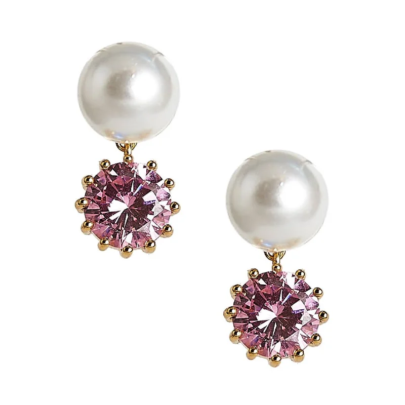 Detachable Drop Earrings with Charms -Crawley Pearl And Rhinestone Earrings