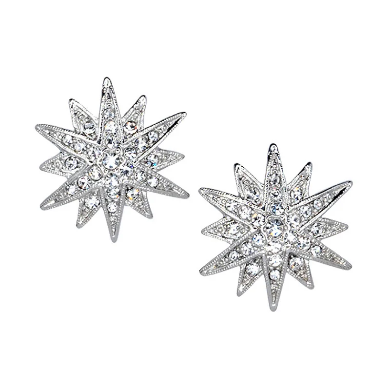 Drop Earrings for Christmas Party -Crystal Starburst Pierced Earrings