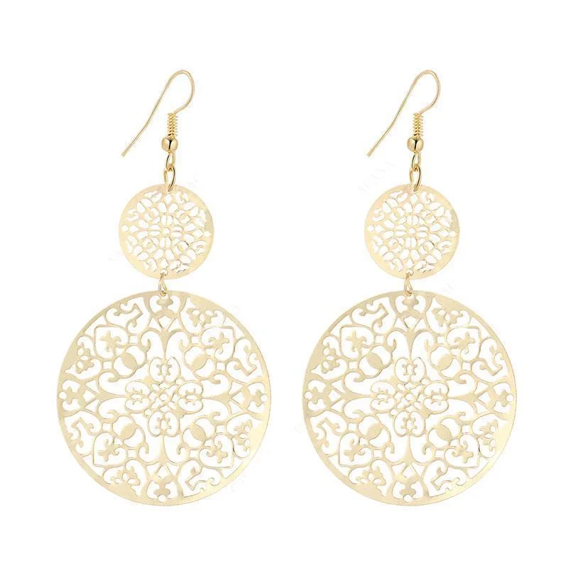 Drop Earrings with Floral Motifs -Dangle Long Earrings For Women