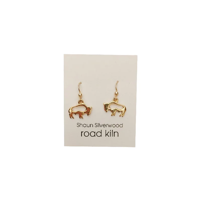 Drop Earrings for Concert Look -Gold Buffalo Herd Earrings