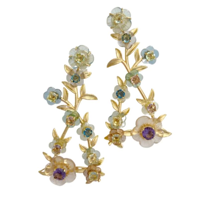 Drop Earrings with Leaf Motifs -Knightsbridge Chinoiserie Vine Earrings