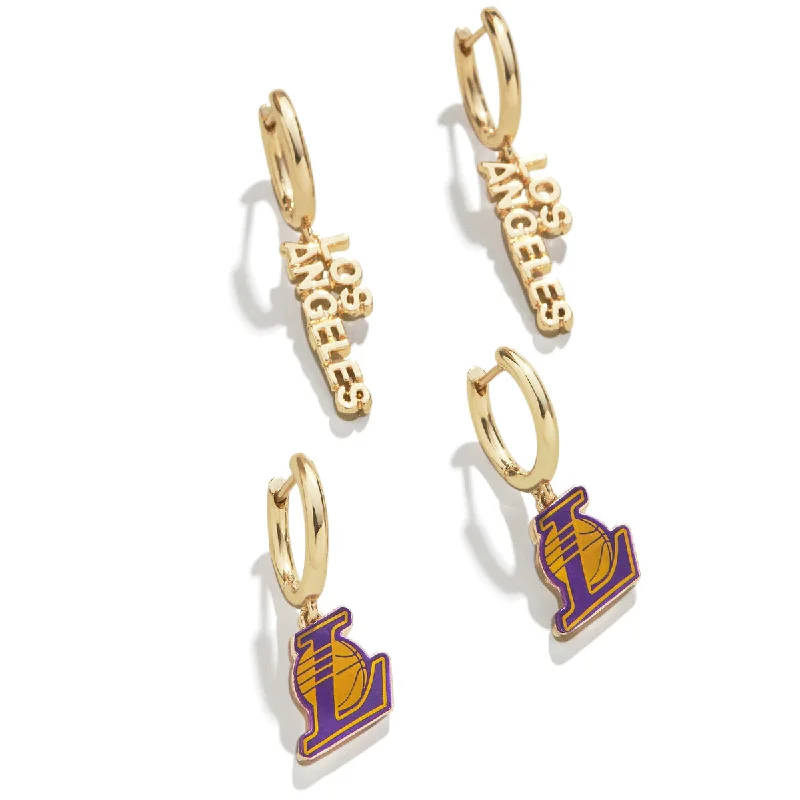 Drop Earrings with Polished Shine -Lakers Earrings