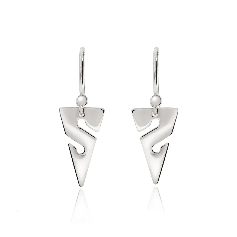 African Drop Earrings with Culture -Line Arrow Sterling Silver Drop Earrings- Earrings for Scuba Divers, Cave Diver Line Arrow Sterling Silver Drop Earrings