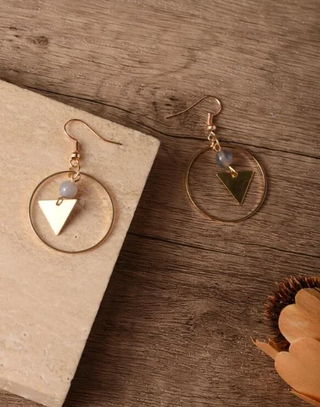 Drop Earrings for Prom Night -Luxurious Ring Triangle Earrings