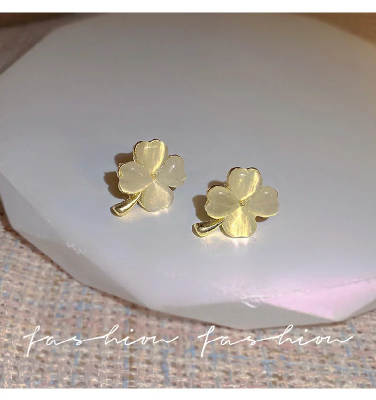 Animal Print Drop Earrings for Fun -Luxury Leaf Clover Earrings