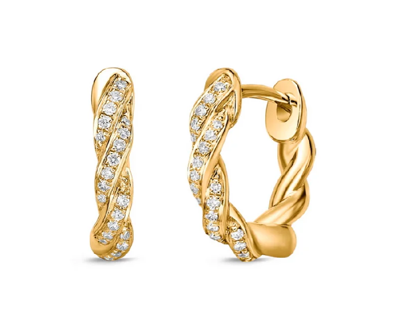 Lightweight Drop Earrings for All Day -MEMOIRE-VINE PAVE HUGGIES 0.12-0.13CTW
Rope Hoops, Full Pave, 12X12MM CHHO38112128Y72000