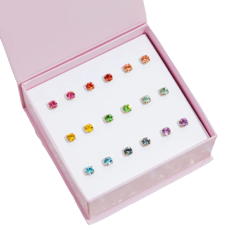 Nickel Free Drop Earrings for Safety -Rainbow Bright Stud Set