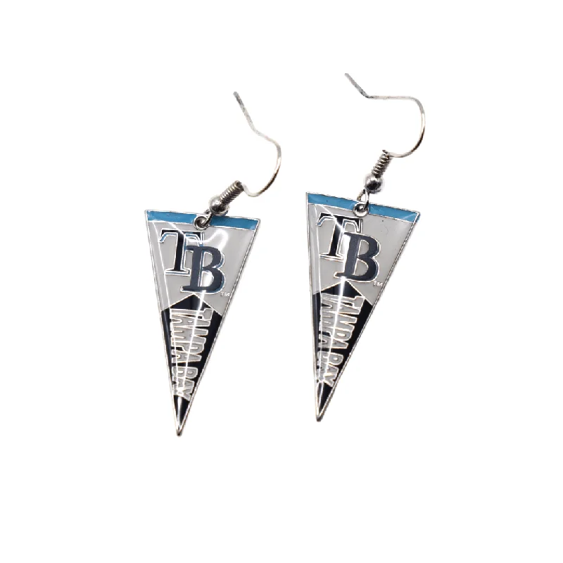 Drop Earrings for Graduation Day -Rays White Navy Pennant Earrings