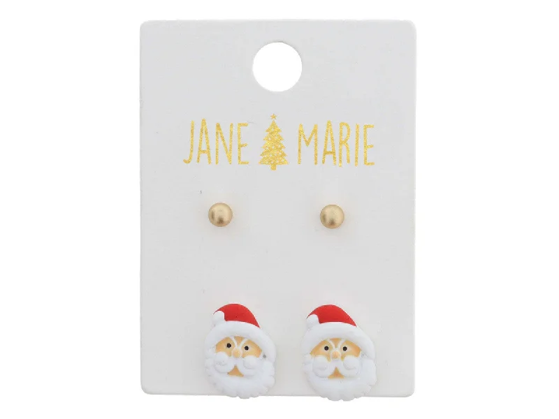 Drop Earrings for Travel Look -Santa Face Earrings (Set of 2)