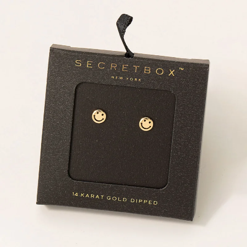 Punk Drop Earrings with Spikes -Mini Smiley Face Stud Earrings