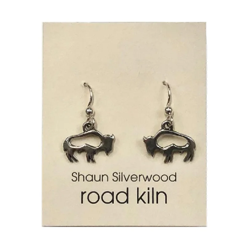 Drop Earrings for Beach Outfit -Silver Buffalo Herd Earrings