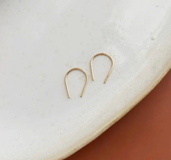 Drop Earrings for Mother's Day -Small Horseshoe Earrings - 14k Gold Fill