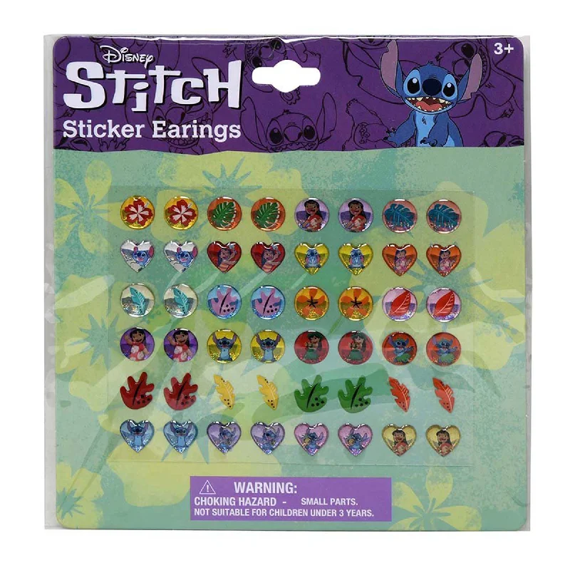 Gothic Drop Earrings with Dark Tone -Stitch Sticker Earrings for Kids, 24 Count