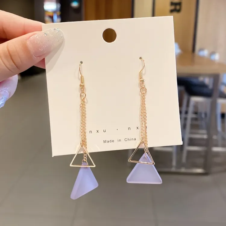 Drop Earrings with Polished Shine -Stylish Triangle Drop Earrings