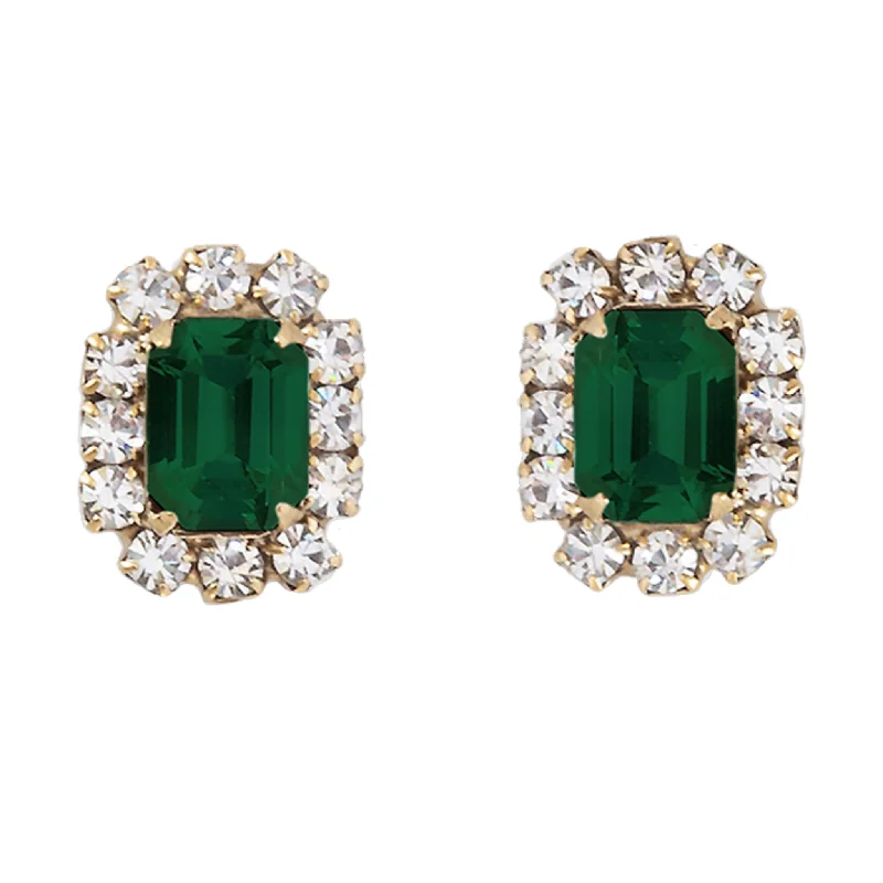 Drop Earrings with Wave Designs -Tati Studs in Emerald