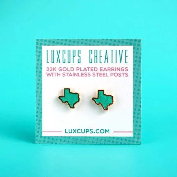 Drop Earrings for Office Wear -Texas Earrings - Teal Glitter