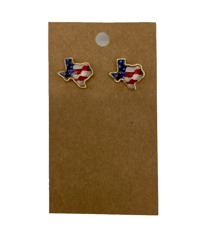 Drop Earrings with Abstract Designs -Texas Flag Stud