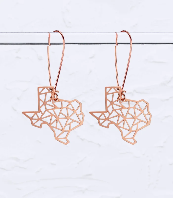 Drop Earrings with Infinity Symbols -Texas State Geometric Earrings - Rose Gold