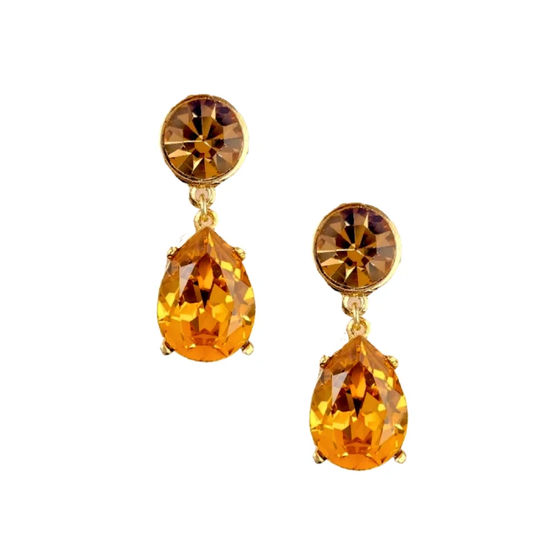 Drop Earrings with Embossed Patterns -Topaz Teardrop Pierced Earring