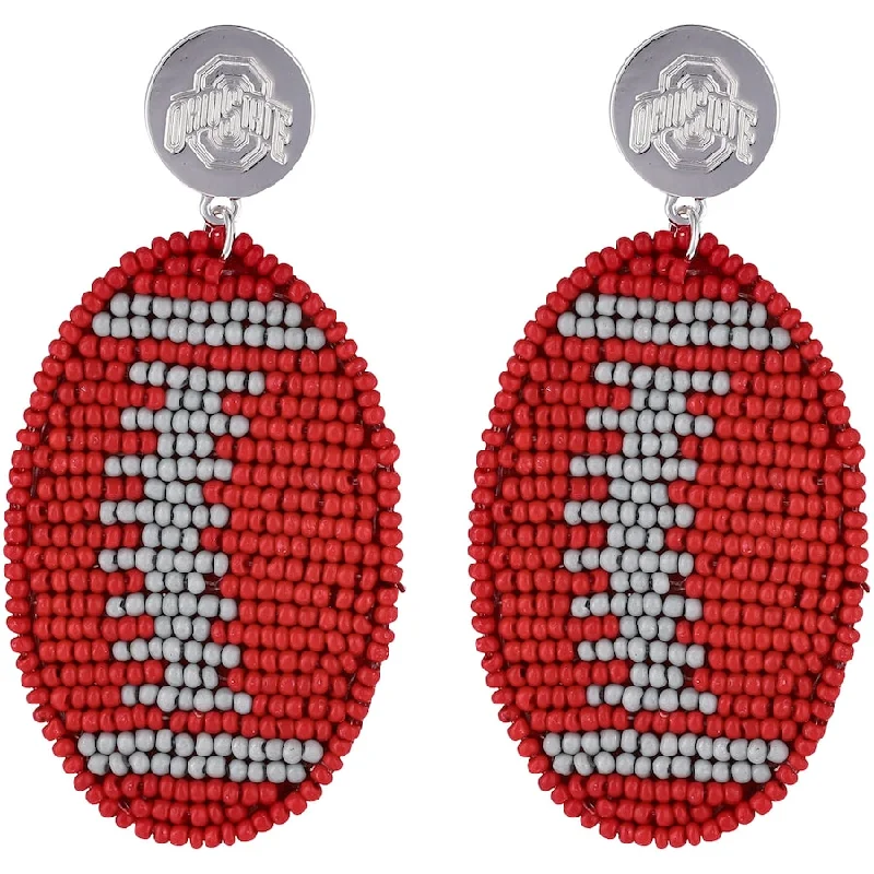 Drop Earrings with Filigree Work -Touchback Beaded Football Earrings