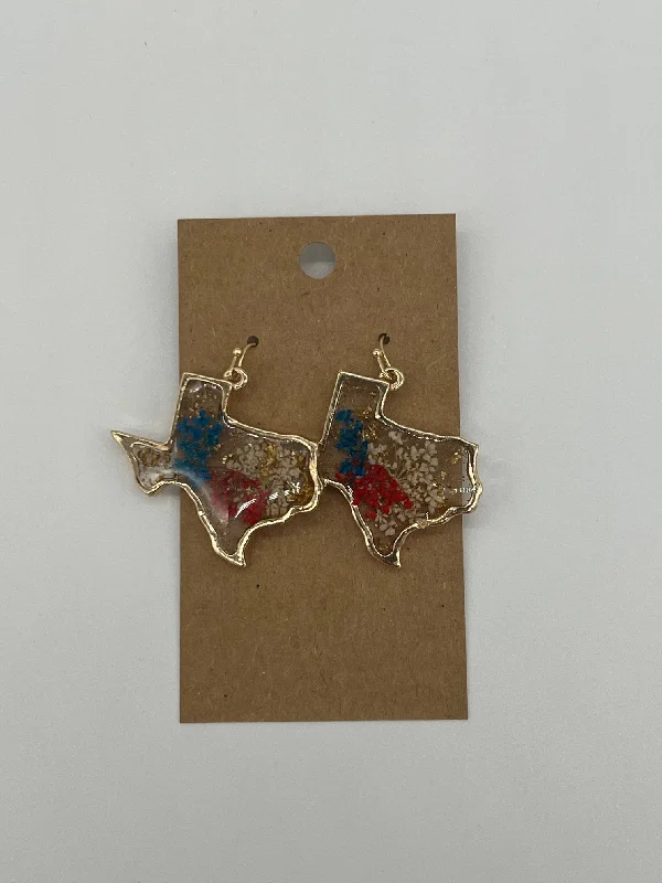 Drop Earrings for Party Look -Large Texas Resin Earrings - Blue/Red