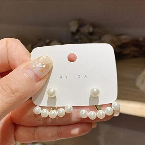 Heavy Duty Drop Earrings for Durability -White Pearl Two Way Stud Earrings