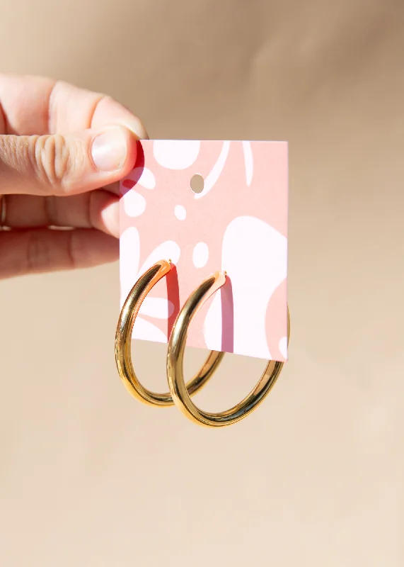 Magnetic Closure Drop Earrings for Easy -Whitney Hoop - Gold