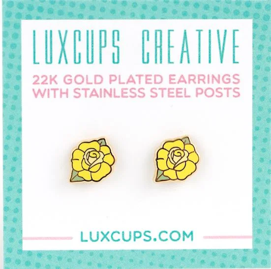 Drop Earrings for Concert Look -Yellow Rose Earrings